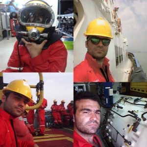 Photos of Moein When he worked as a marine diver